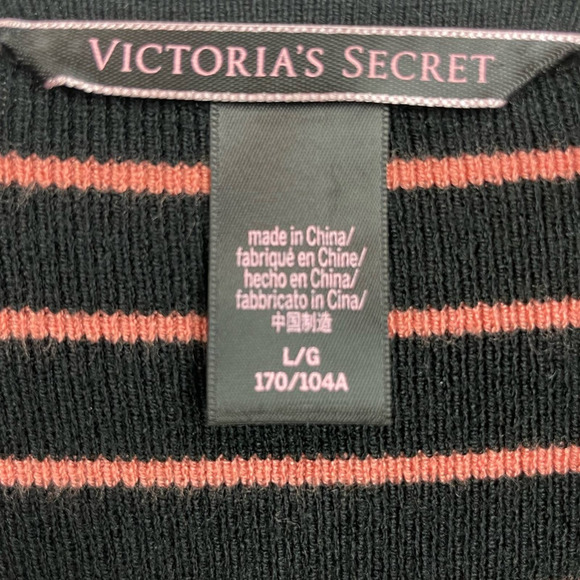 Victoria Secret Cropped Sweater Top Black and Pink St… - Picture 13 of 14